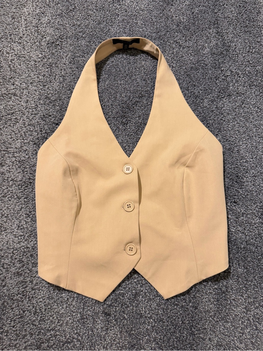 Tailored Halter Vest Tank Top - Beige A-64